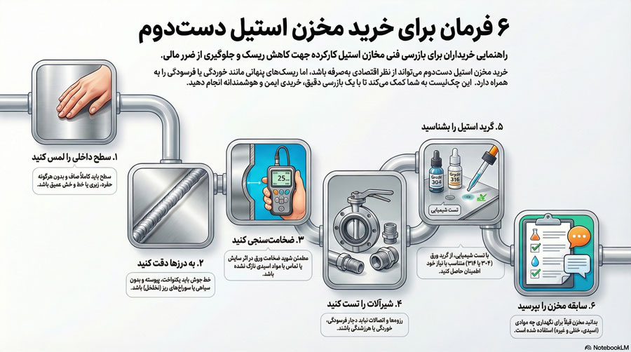 اینفوگرافیک برای صفحه مخزن استیل نو یا دست دوم
