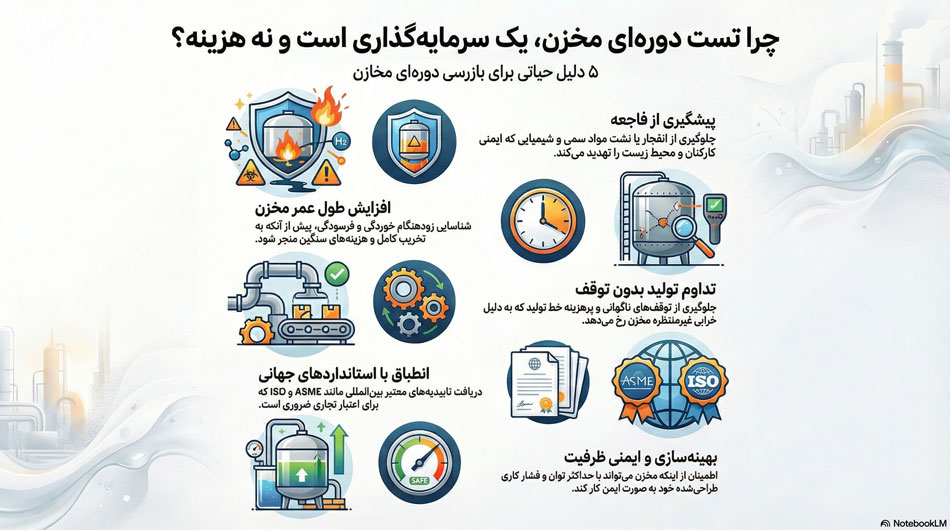 اینفوگرافیک برای صفحه تست مخزن استیل