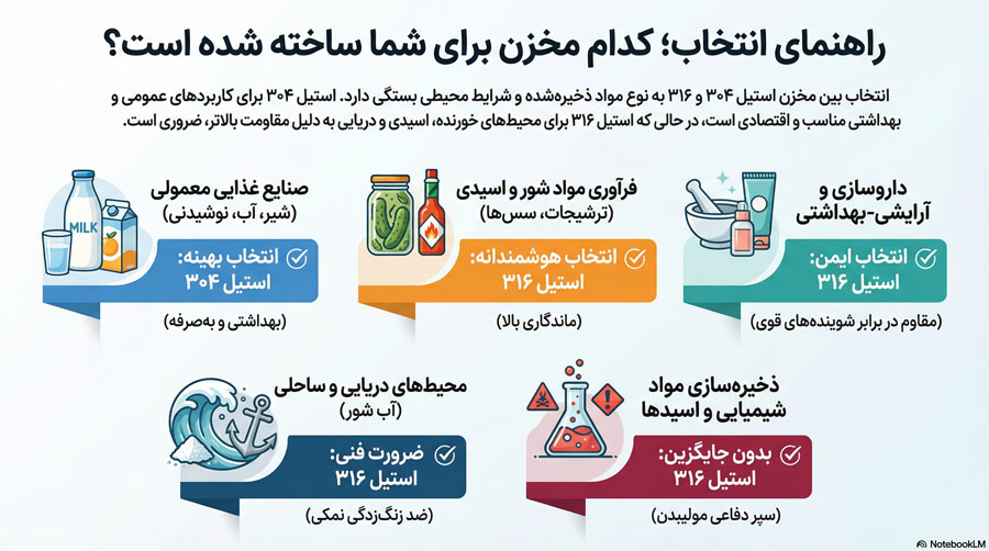 اینفوگرافیک برای صفحه تفاوت مخزن استیل304و316