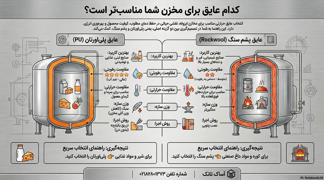 اینفوگرافی عایق مناسب برای مخزن پروسس استیل