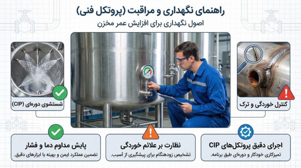 اینفوگرافیک راهنمای نگهداری و مراقبت از مخزن پروسس (پروتکل فنی) 